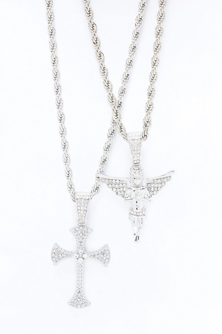 Divine Protector Necklace Set - Silver
