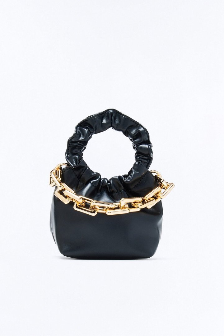 Just Mine Faux Leather Satchel Bag - Black