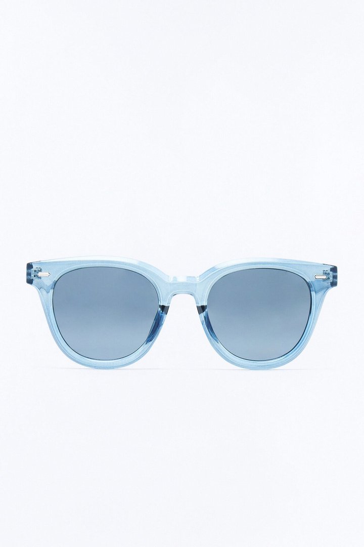 Statement Rounded Wayfarer Sunglasses - Blue