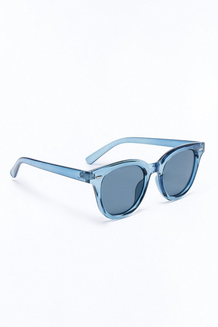 Statement Rounded Wayfarer Sunglasses - Blue