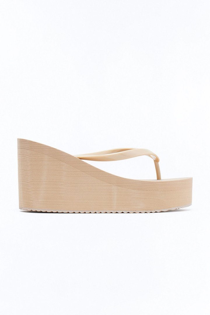 Saturday Thong Platform Wedges - Taupe