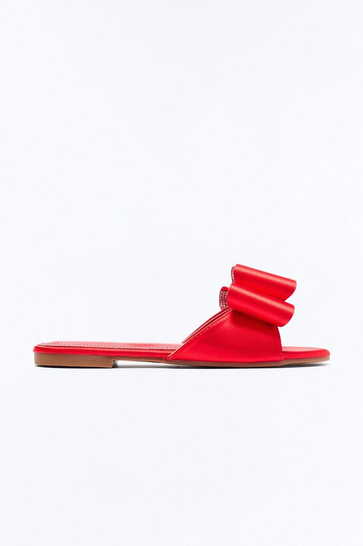 Loveliness Satin Bow Sandals - Red