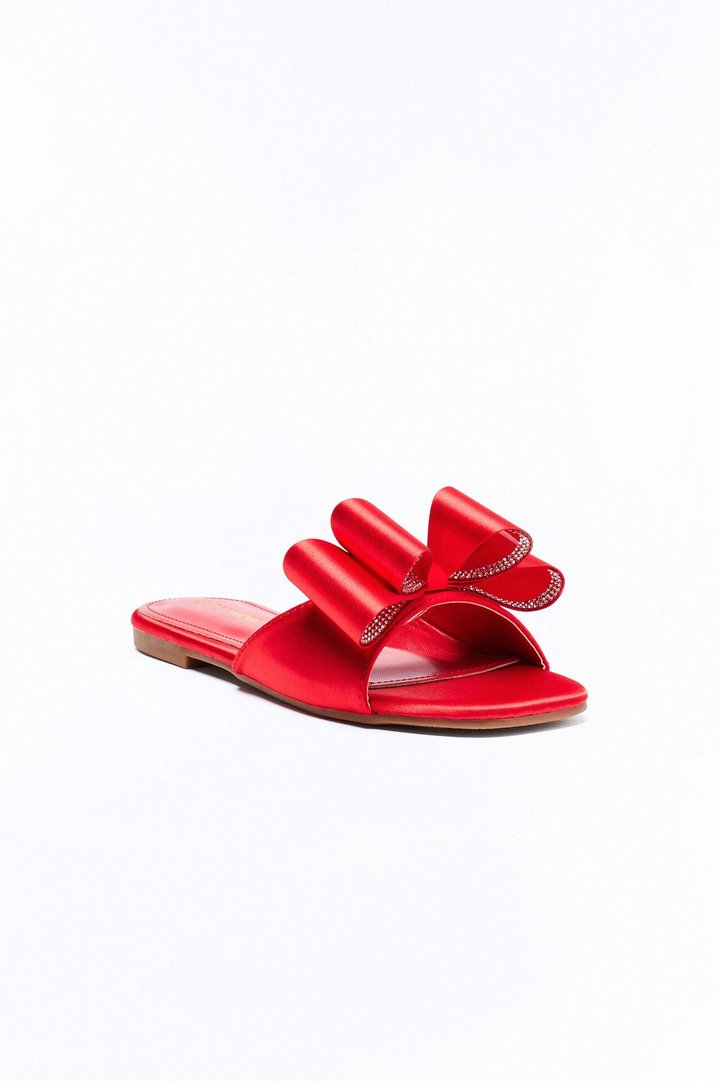 Loveliness Satin Bow Sandals - Red