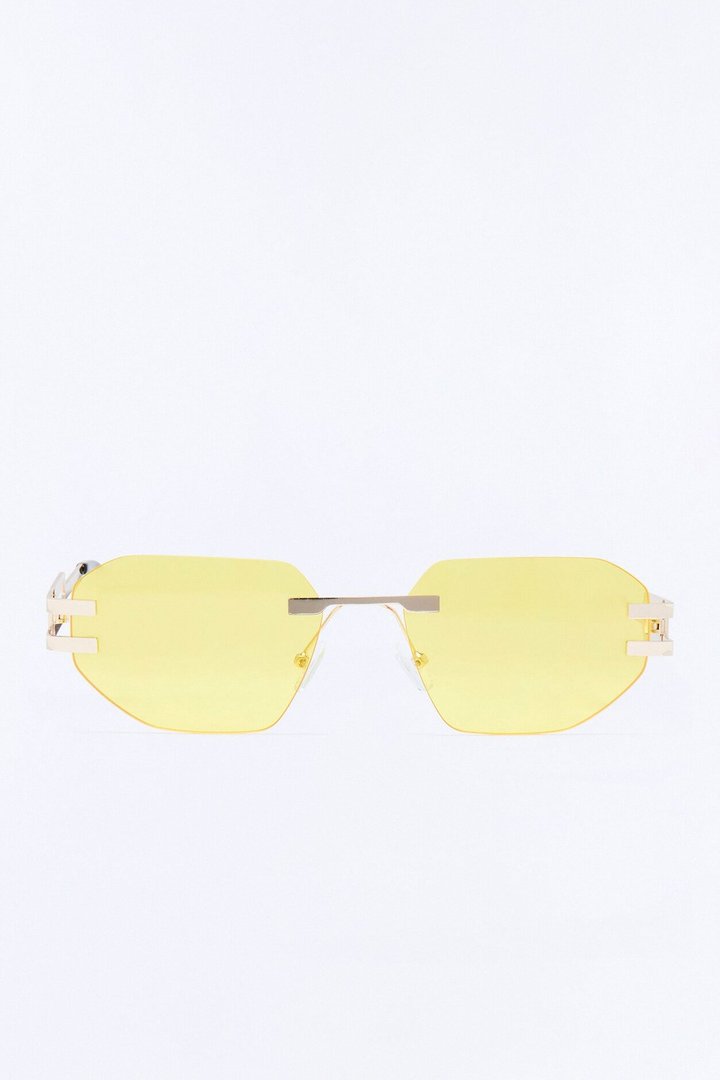 Statement Angular Sunglasses - Yellow