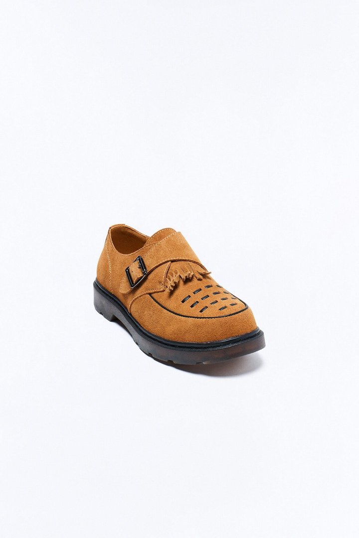 Genuine Suede Monk Strap Loafer - Brown