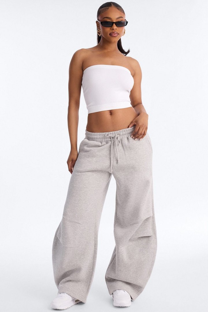 Brooke Fleece Baggy Barrel Sweatpants - Heather Grey