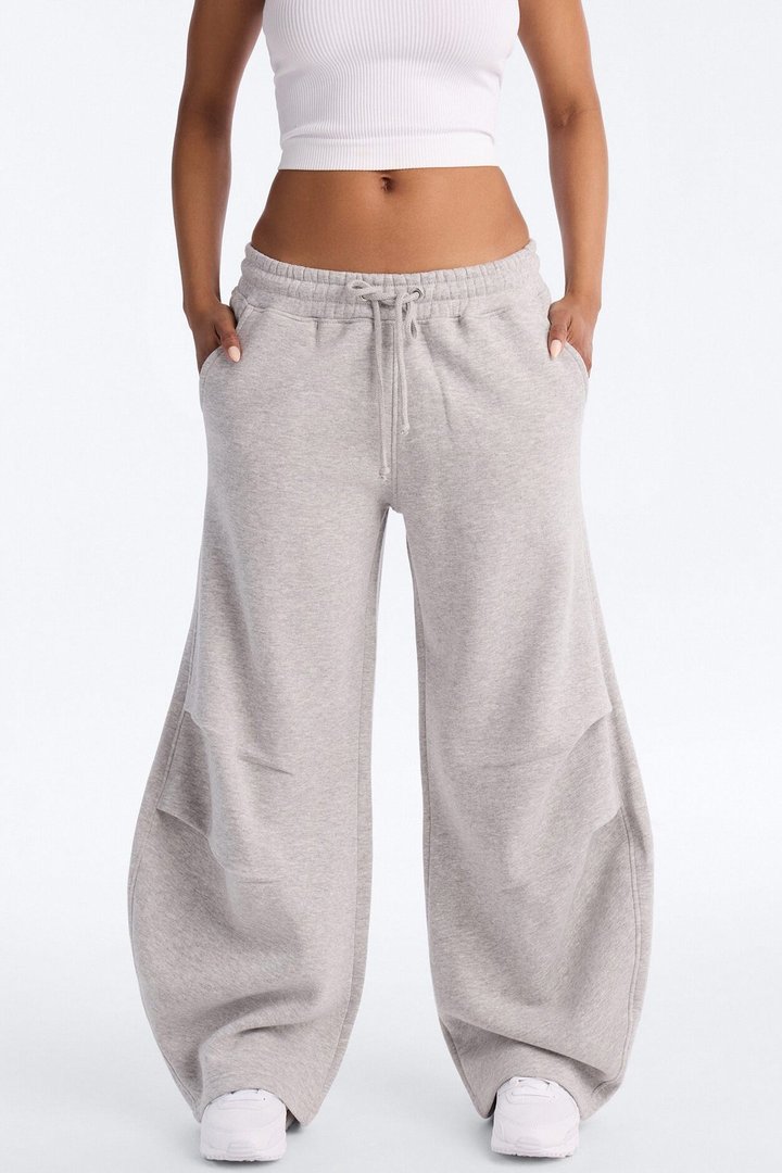 Brooke Fleece Baggy Barrel Sweatpants - Heather Grey