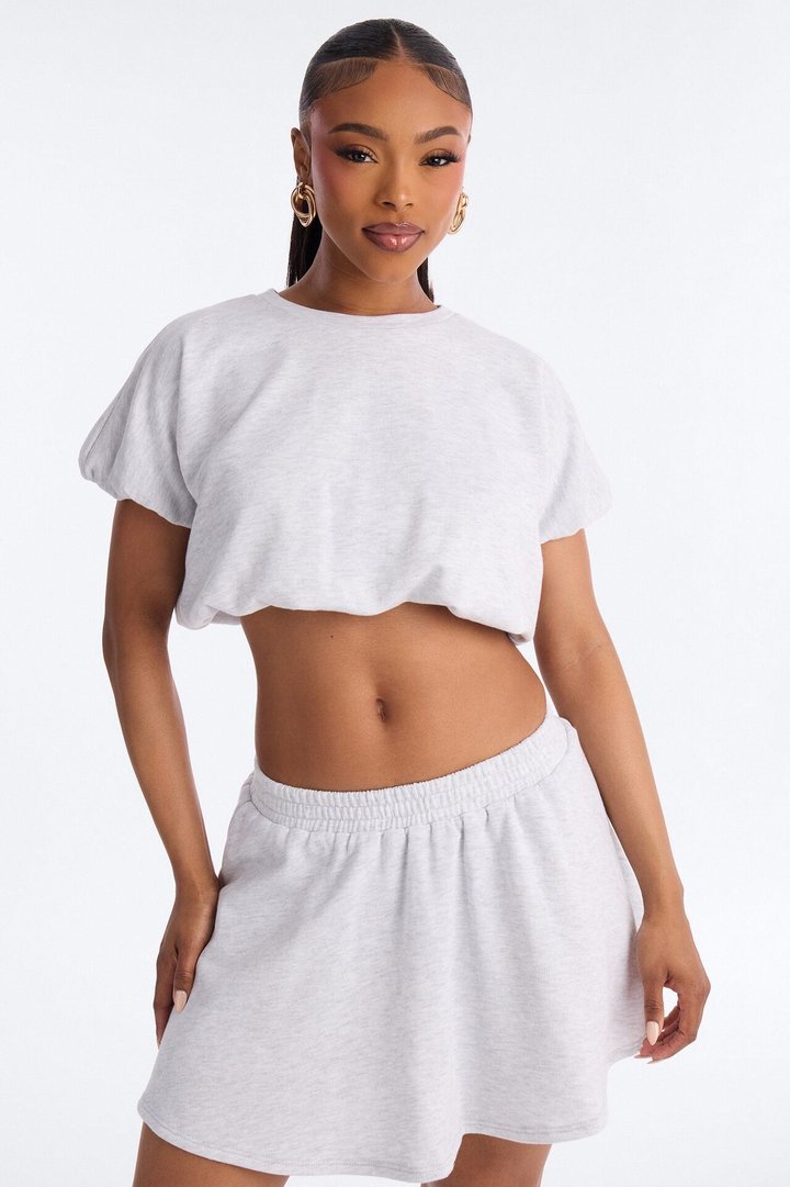 Girl On The Go Flowy Skirt Set - Heather Grey