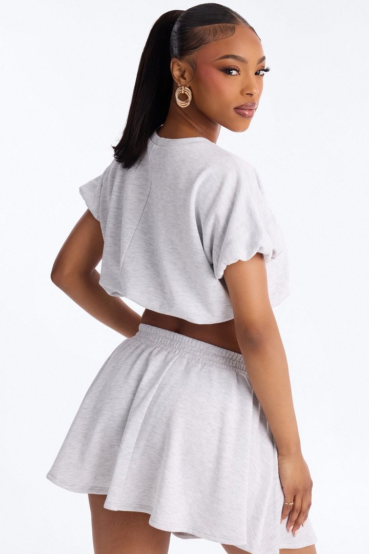 Girl On The Go Flowy Skirt Set - Heather Grey