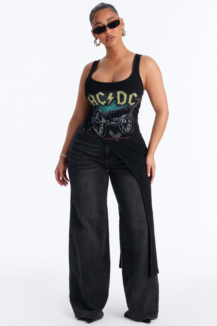 ACDC Long Asymmetrical Tank - Black