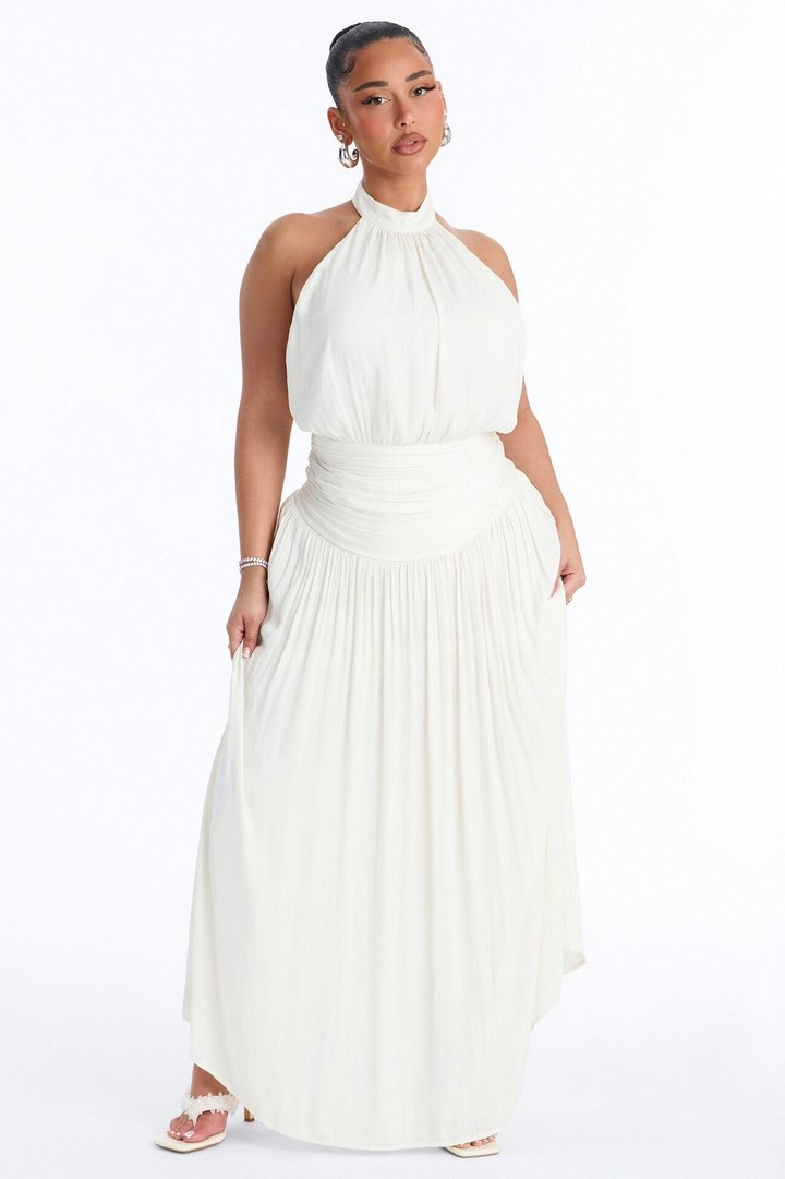 Blushing Beauty Backless Maxi Dress - Off White