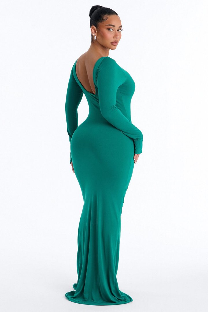 Eloise Boat Neck Maxi Dress - Kelly Green