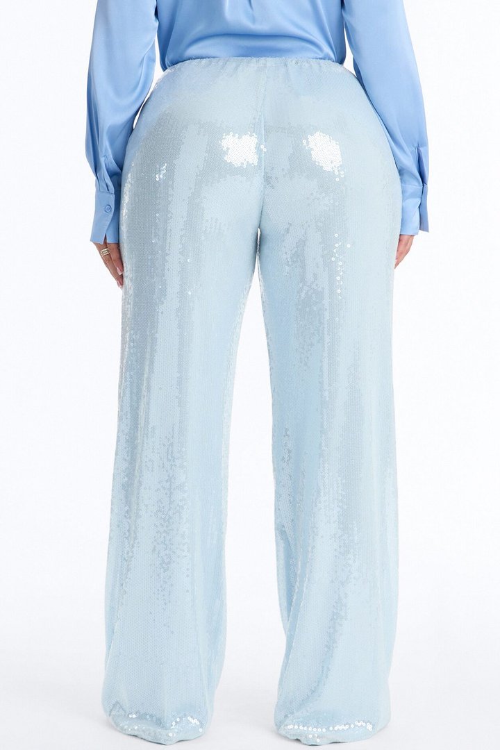 Glow Time Sequin Embellished Pants - Ice Blue