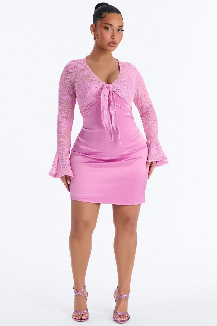 Wren Lace Mini Dress Set - Pink
