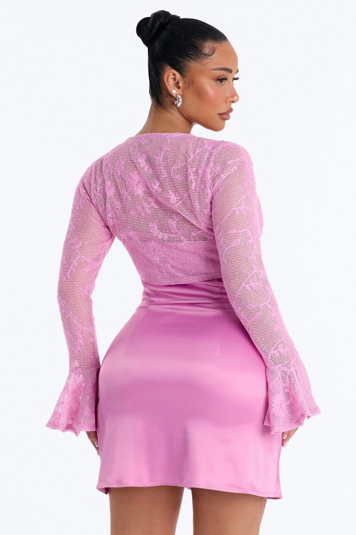 Wren Lace Mini Dress Set - Pink