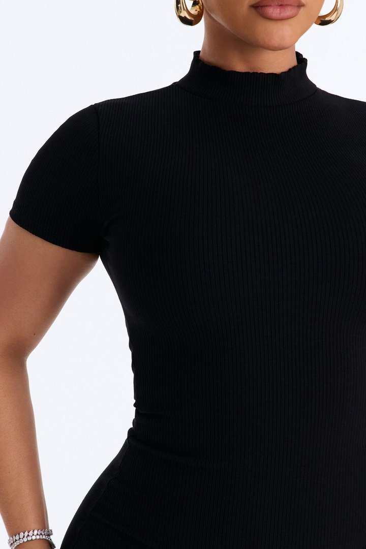 Maribel Short Sleeve Capri Jumpsuit - Black