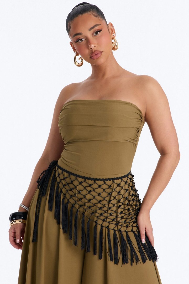 Effortless Daydream Jumpsuit And Scarf Set - Olive