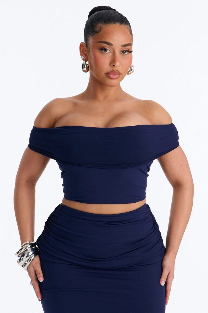 Bianca Matte Form Double Lined Maxi Skirt Set - Navy