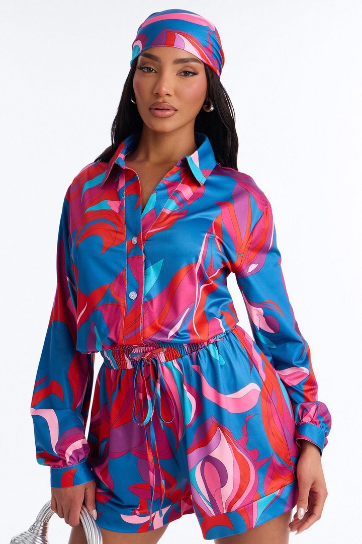 Cara Long Sleeve 2 Piece Romper Set - Pink