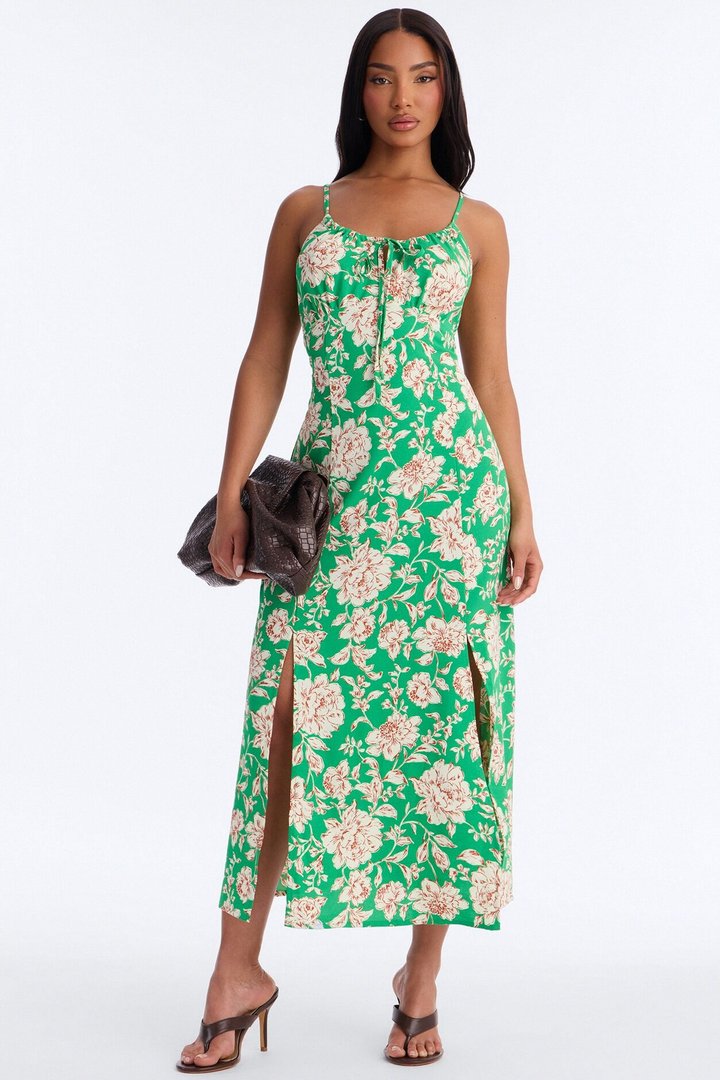 Sadie Sleeveless Floral Airflow Maxi Dress - Green