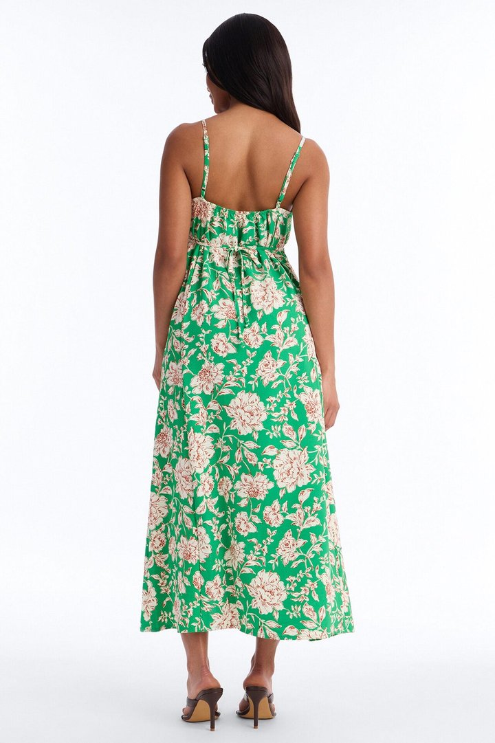Sadie Sleeveless Floral Airflow Maxi Dress - Green