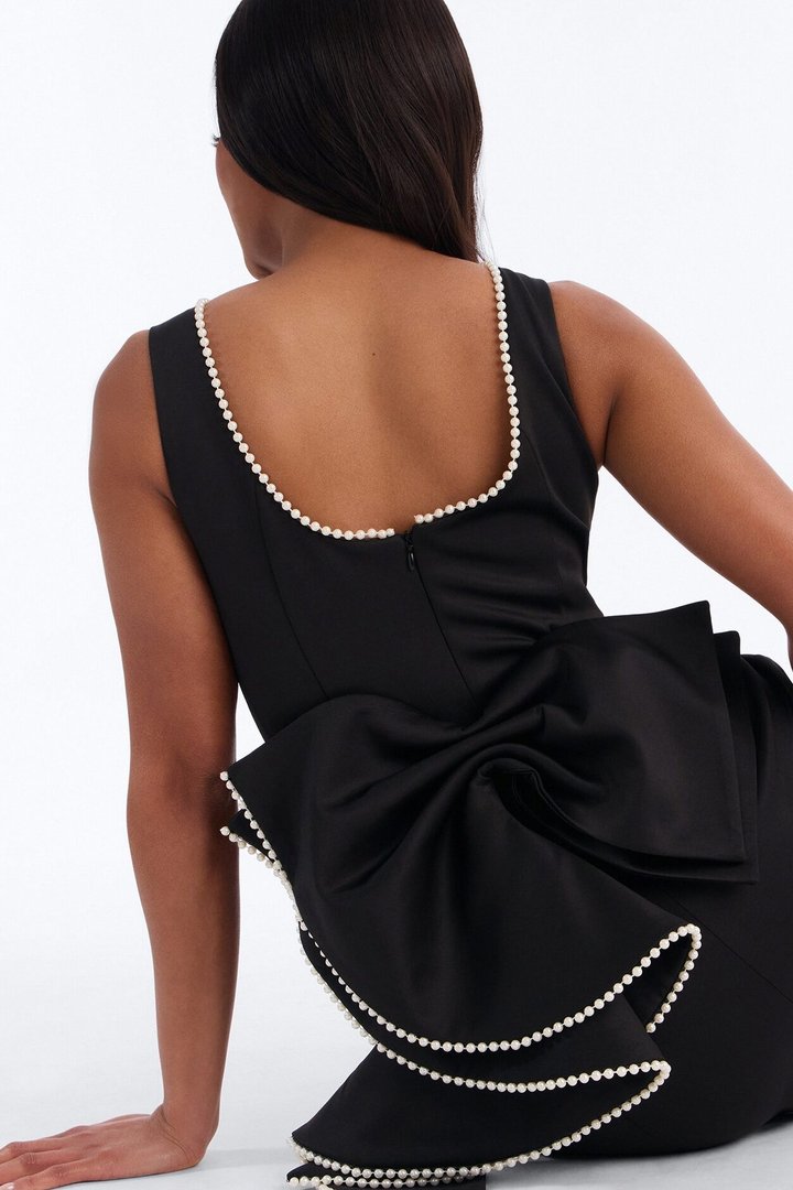 Bride Time Bow Mini Dress - Black
