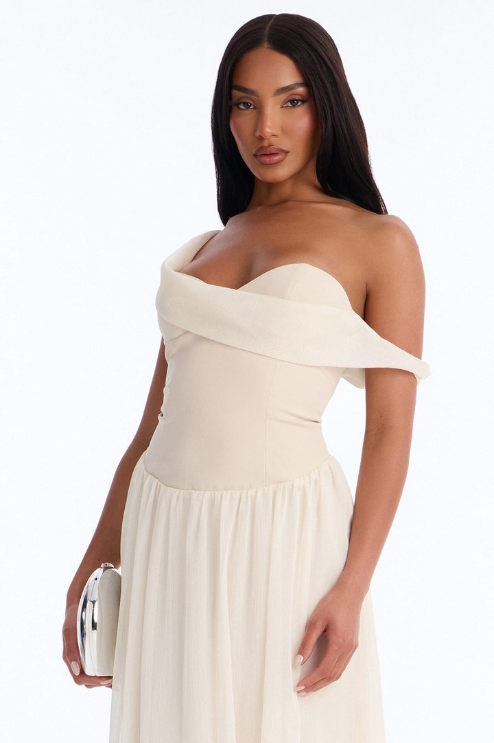 Kaia Drop Waist Gown - Cream