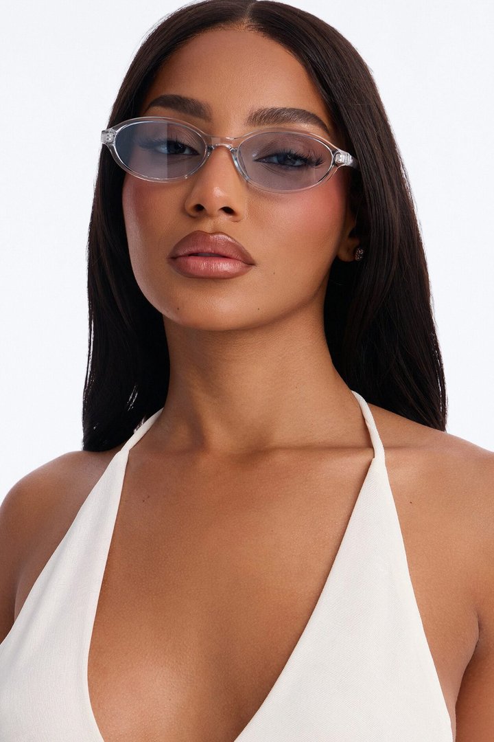 Cheeky Smile Round Sunglasses - Clear/Blue