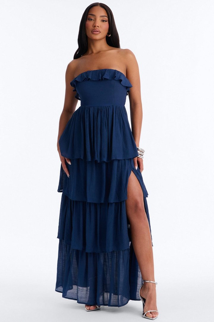 Tatum Tiered Strapless Maxi Dress - Navy