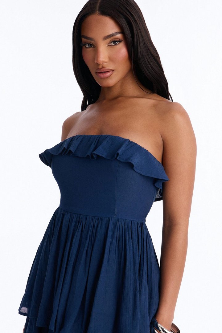 Tatum Tiered Strapless Maxi Dress - Navy