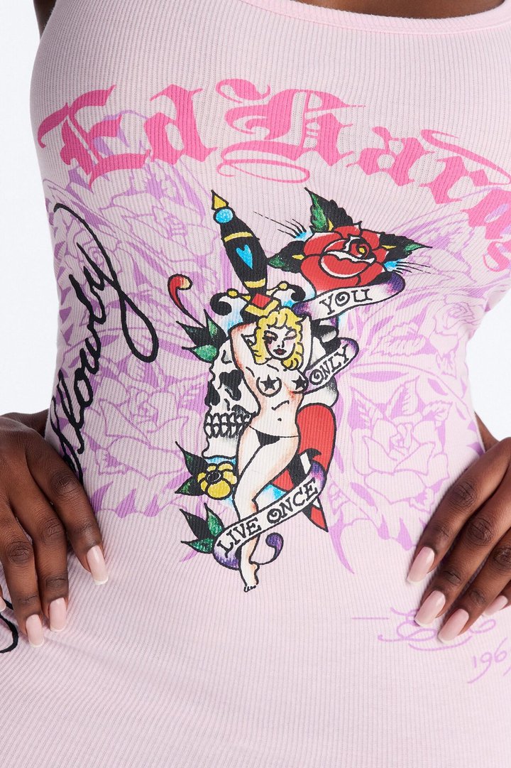 Ed Hardy Wild Woman Tank Mini Dress - Pink