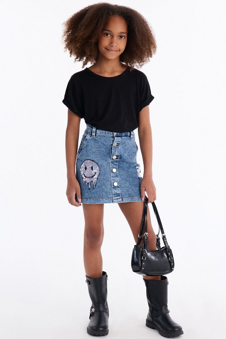 Mini All About It Button Front Denim Skirt - Medium Wash