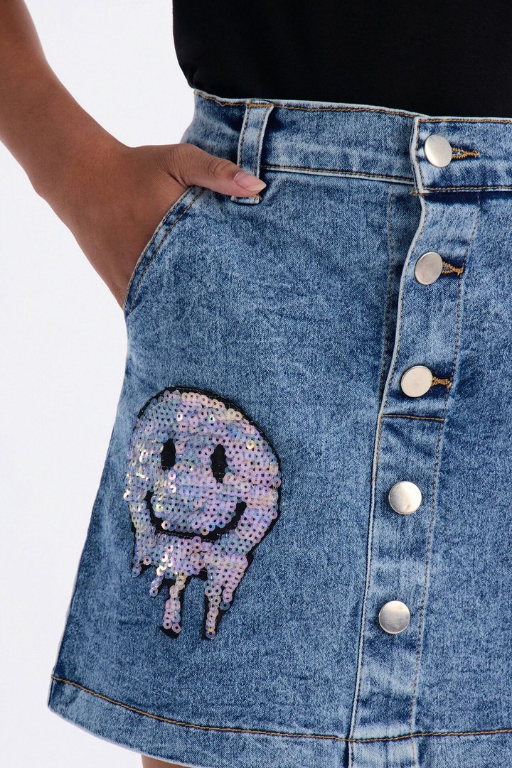 Mini All About It Button Front Denim Skirt - Medium Wash