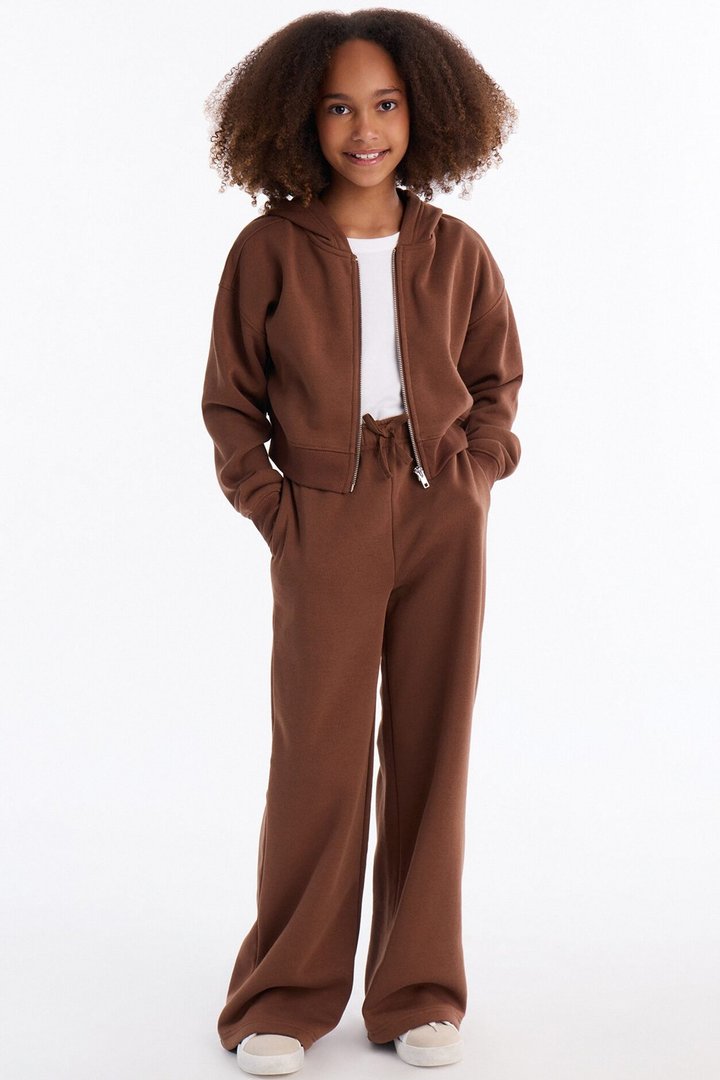 Mini Tell Me More Sportscore Wide Leg Sweatpants - Brown