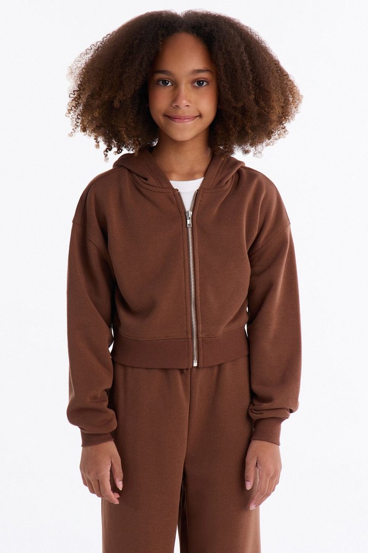 Mini Tell Me More Sportscore Zip Hoodie - Brown