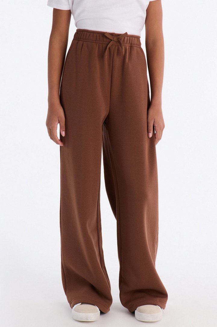 Mini Tell Me More Sportscore Wide Leg Sweatpants - Brown
