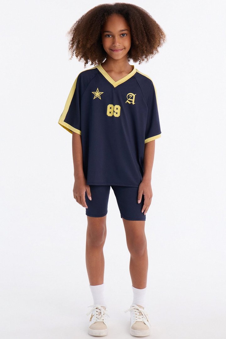 Mini Field Crush Biker Short Set - Navy