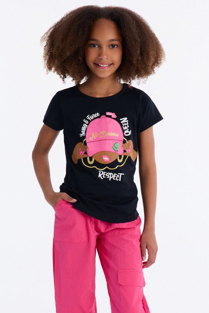 Mini No Drama Parachute Pant Set - Black/Pink