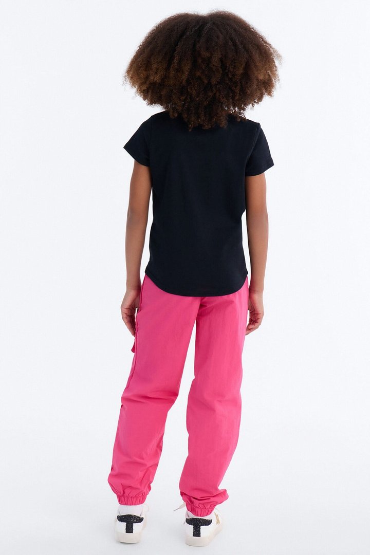 Mini No Drama Parachute Pant Set - Black/Pink