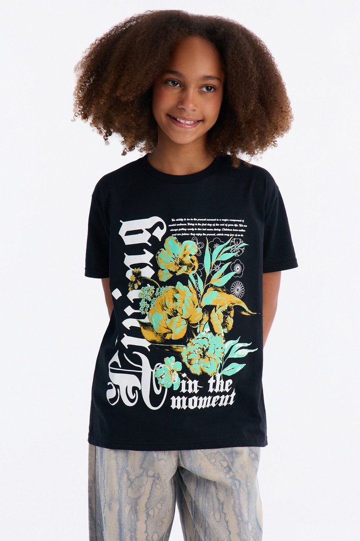 Mini Living In The Moment Short Sleeve Tee - Black