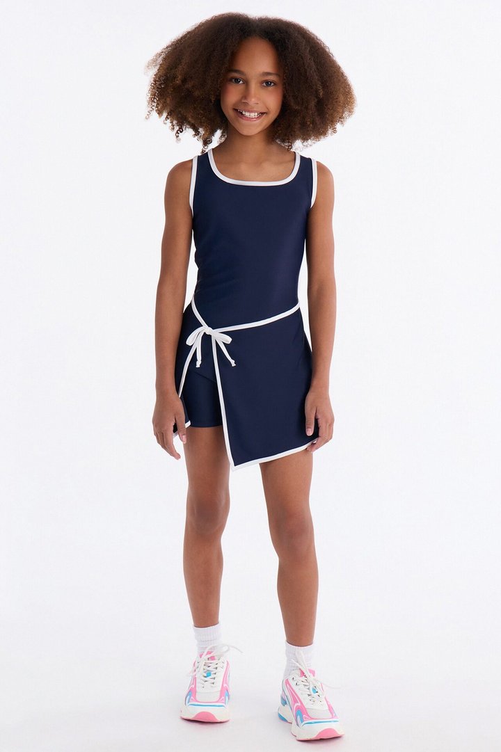 Mini Coraline Contrast Romper - Navy/combo