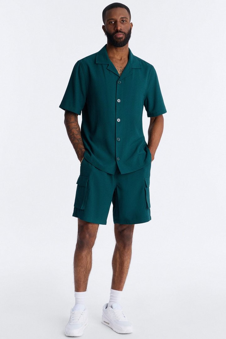 Golden Hour Short Sleeve Button Up - Hunter Green