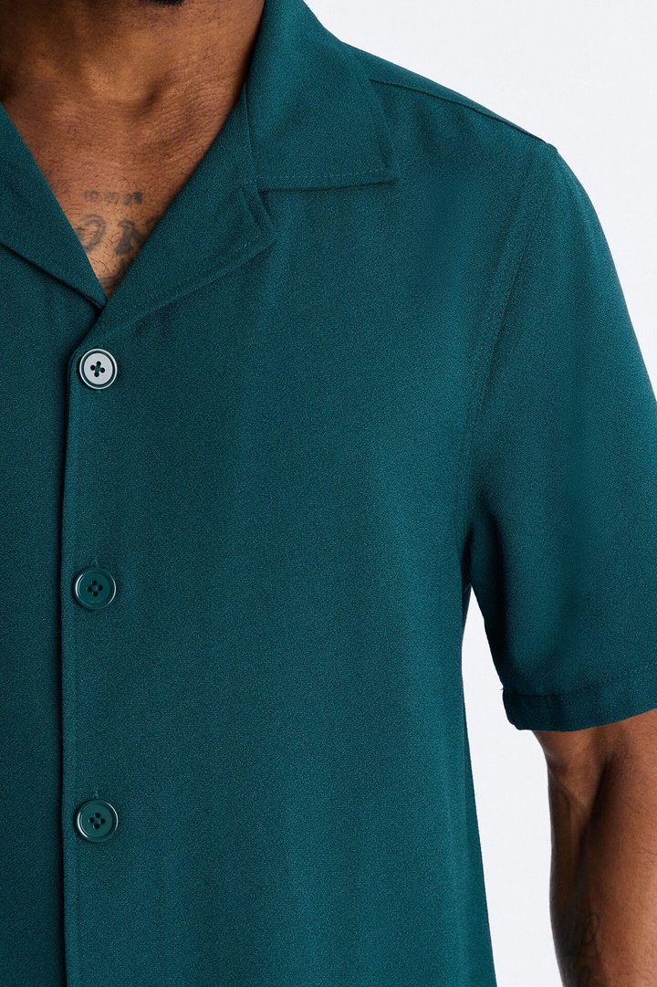 Golden Hour Short Sleeve Button Up - Hunter Green