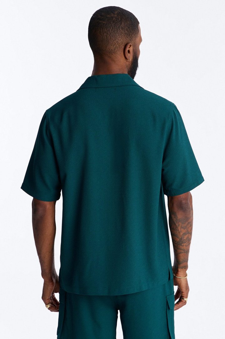 Golden Hour Short Sleeve Button Up - Hunter Green