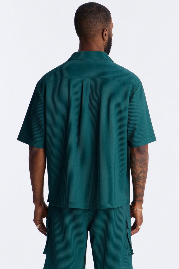 Show Up Short Sleeve Cuban Shirt - Teal