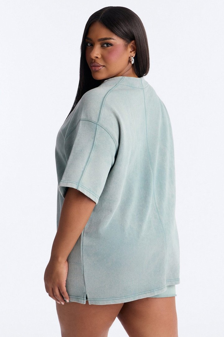 Maya Washed Oversized Shirt - Sage