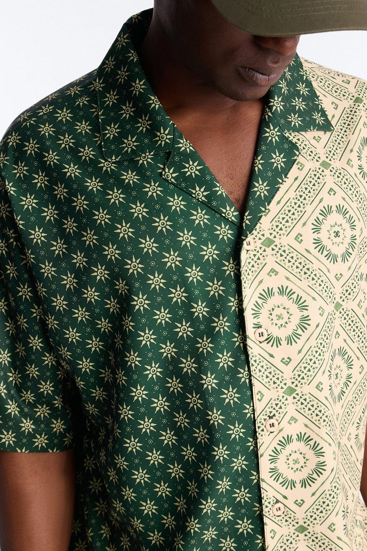 Driftwood Cuban Collar Button Up Shirt - Green