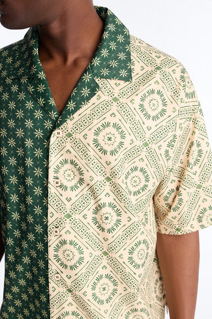 Driftwood Cuban Collar Button Up Shirt - Green