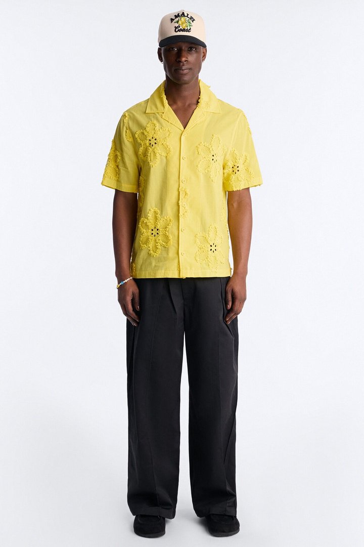 Dusty Bloom Cuban Collar Shirt - Mustard