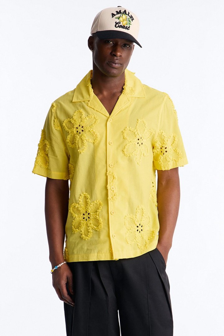 Dusty Bloom Cuban Collar Shirt - Mustard